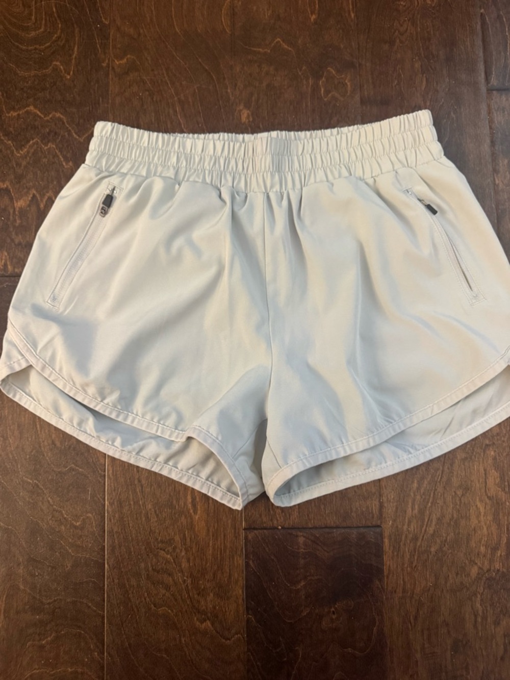 Light tan Women's Athletic Shorts with Elastic Waist